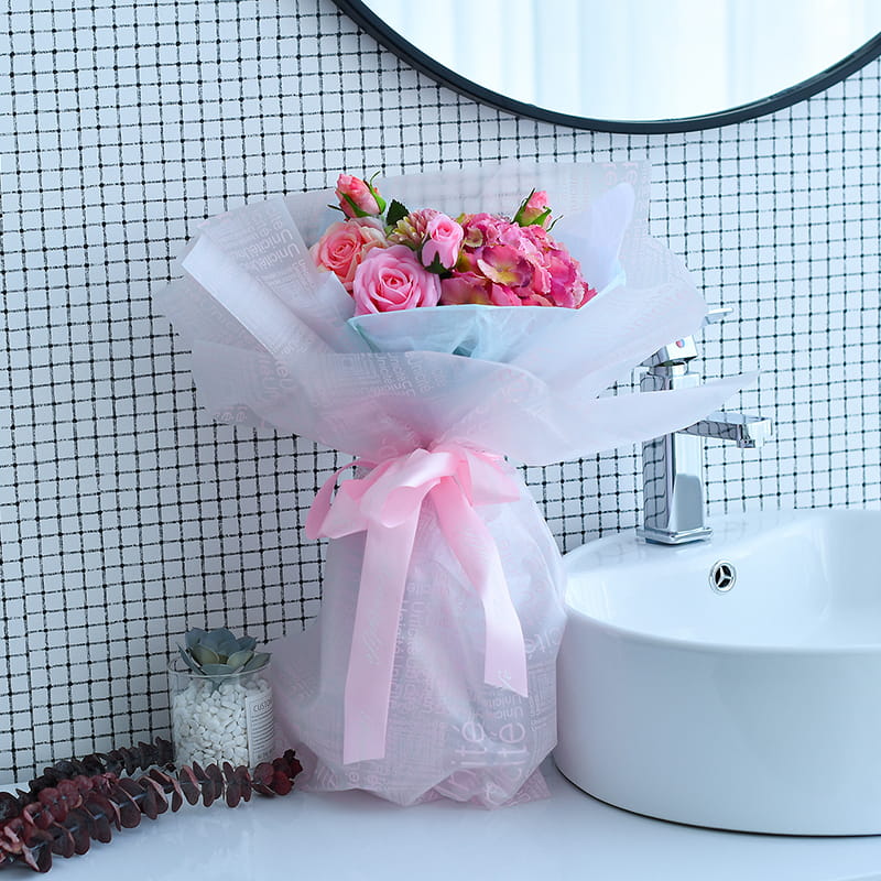 MYHC-12  Monochrome English Massage Film BOPP Transparent Flower Packaging Film 