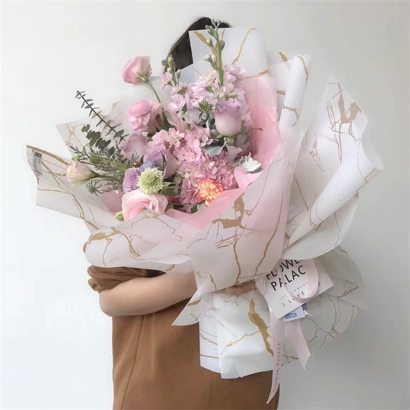 MYHC-13 Golden Marble Pattern Plastic Flower Wrapping Paper 