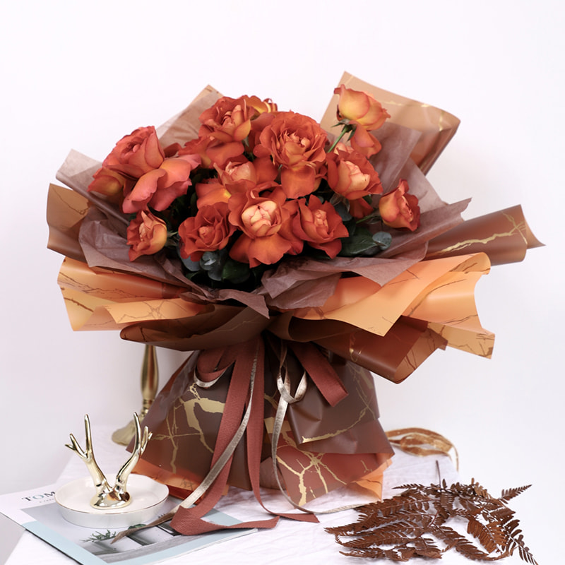 MYHC-13 Golden Marble Pattern Plastic Flower Wrapping Paper 
