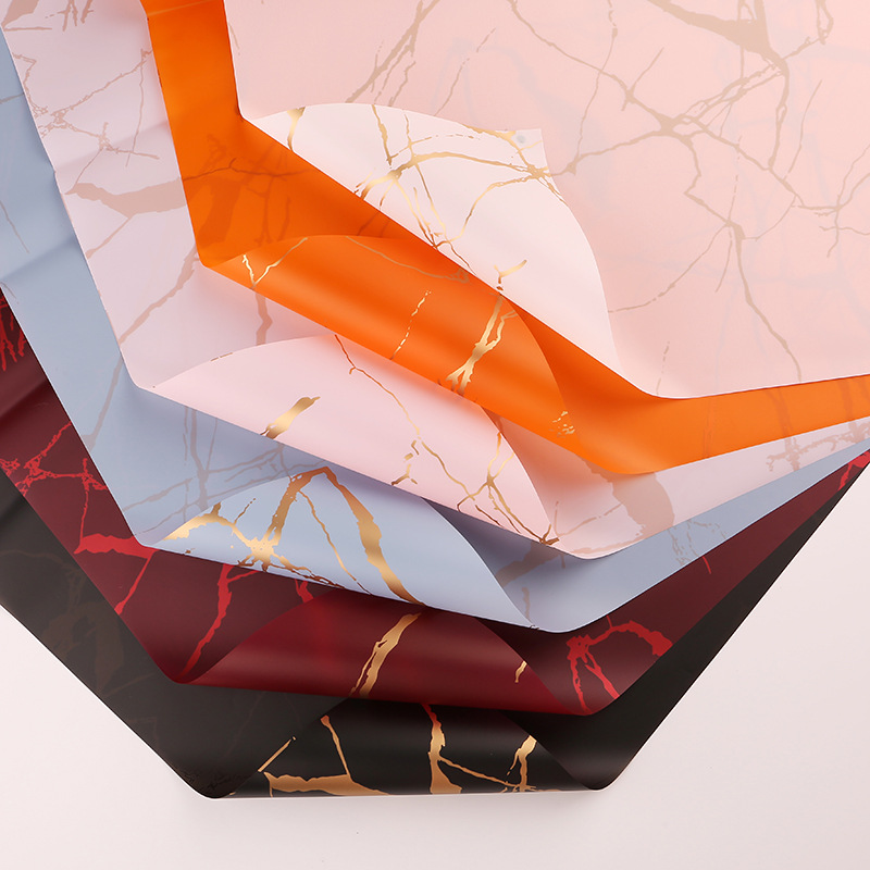 MYHC-13 Golden Marble Pattern Plastic Flower Wrapping Paper 