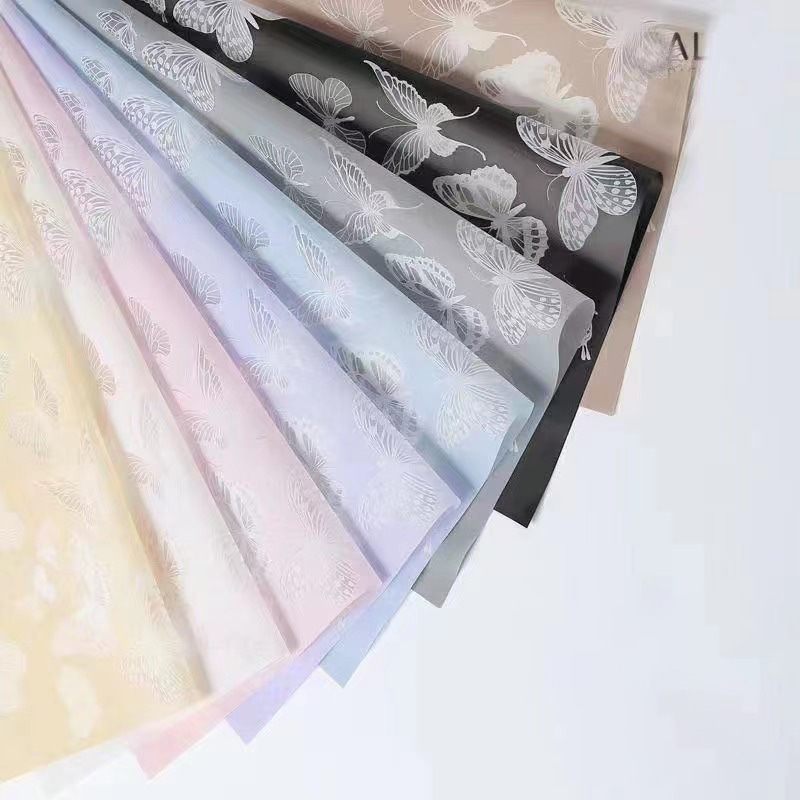 MYHC-14 Butterfly Pattern Opaque Matte Flower Wrapping Paper