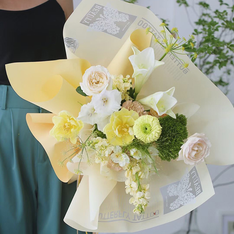 MYHC-14 Butterfly Pattern Opaque Matte Flower Wrapping Paper