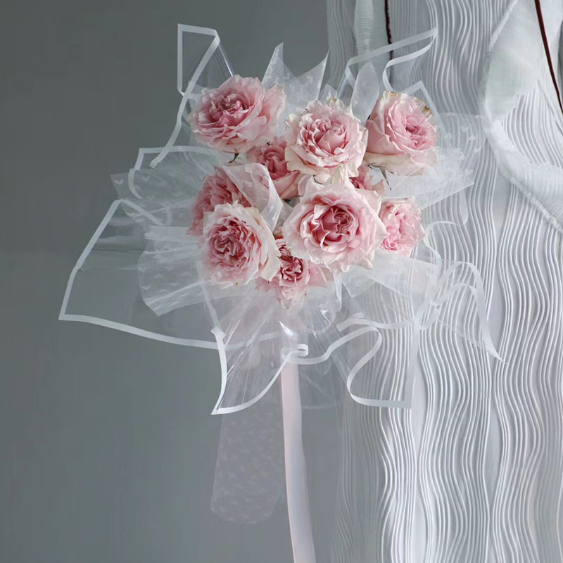 MYHC-15 Transparent Monochrome Edge Plastic Flower Wrapping Paper 