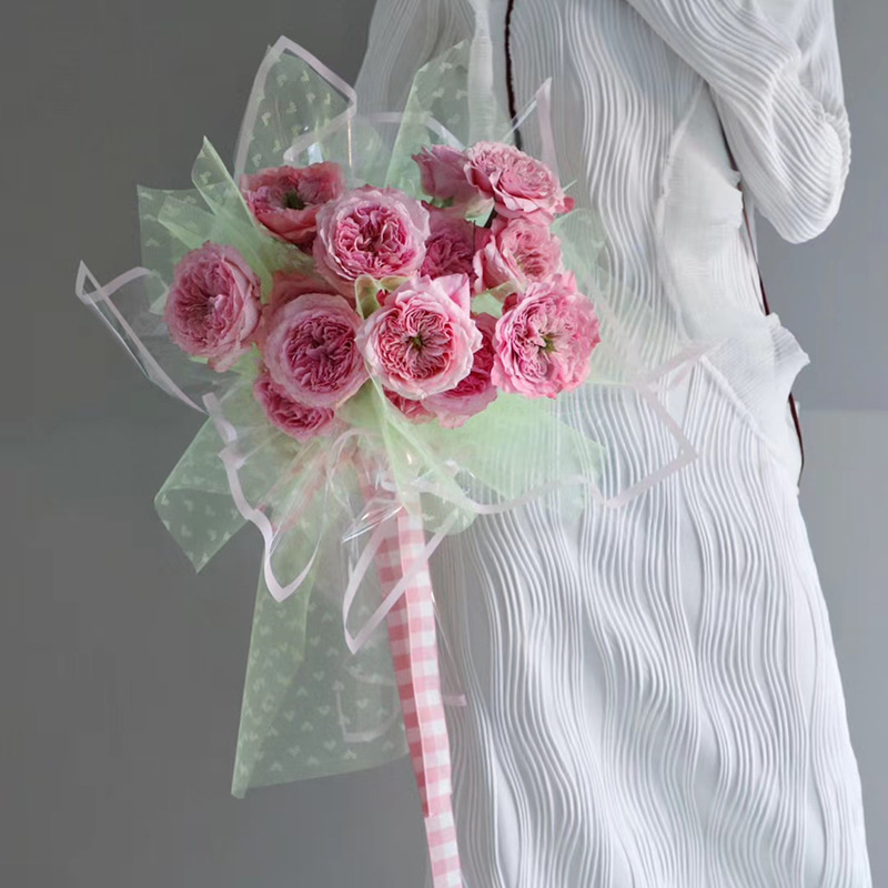 MYHC-15 Transparent Monochrome Edge Plastic Flower Wrapping Paper 