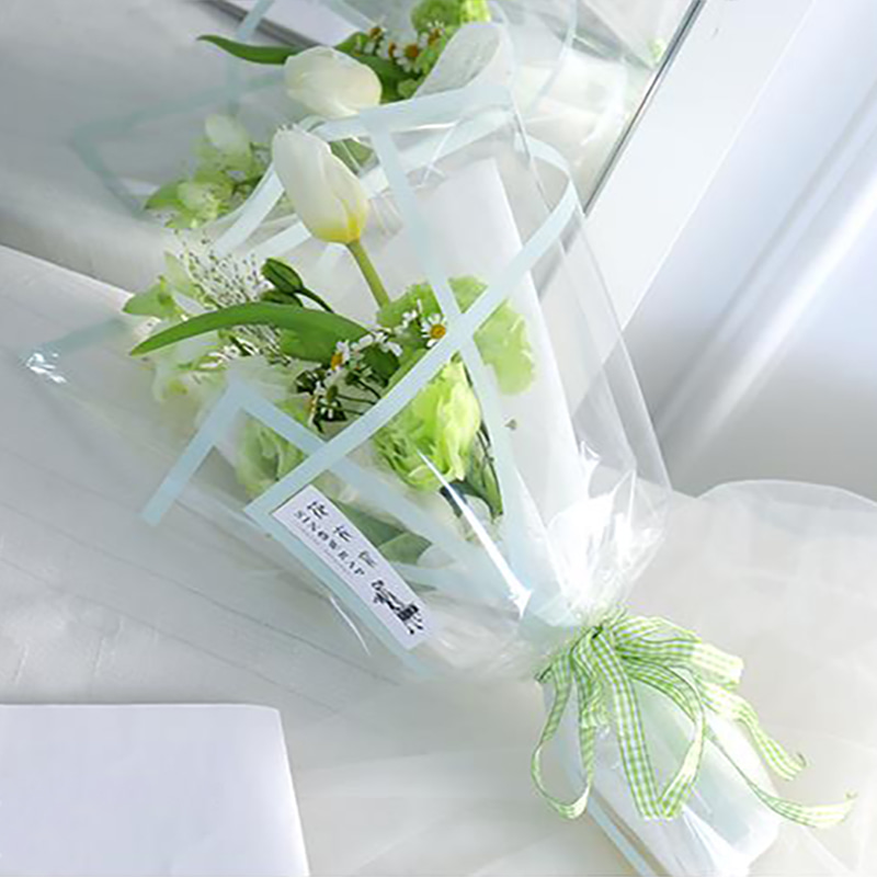MYHC-15 Transparent Monochrome Edge Plastic Flower Wrapping Paper 