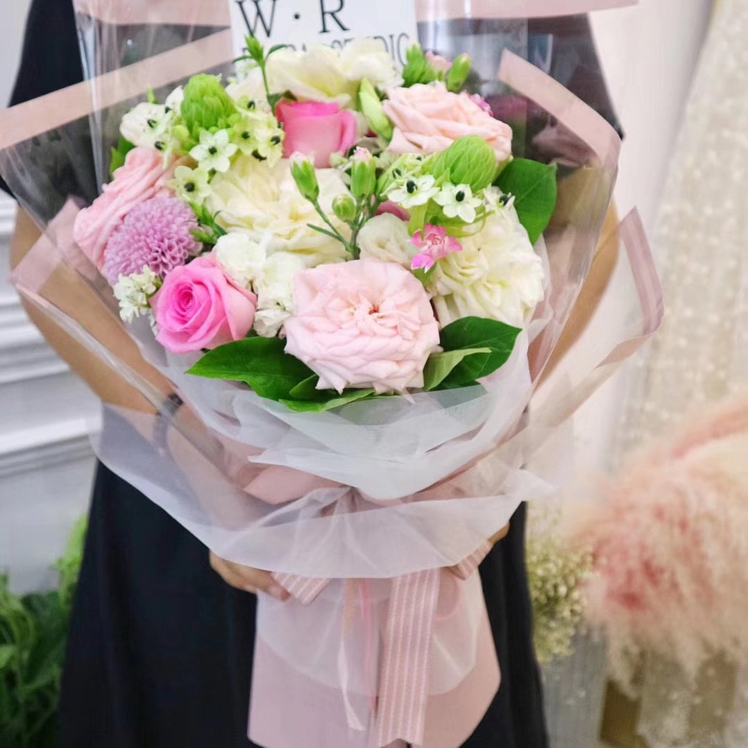 MYHC-16 Transparent Border OPP Plastic Flower Wrapping Paper 