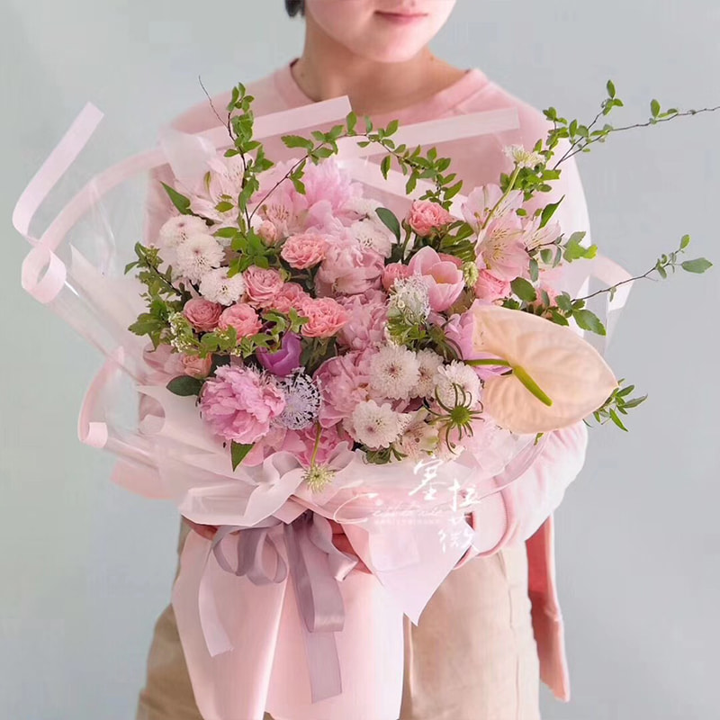 MYHC-16 Transparent Border OPP Plastic Flower Wrapping Paper 