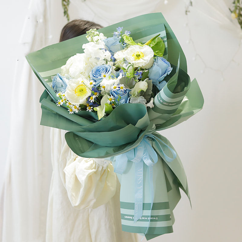 MYHC-22 57×57cm (±2cm) Single-Sided Edge Horizontal Pearlescent Film Flower Wrapping Paper
