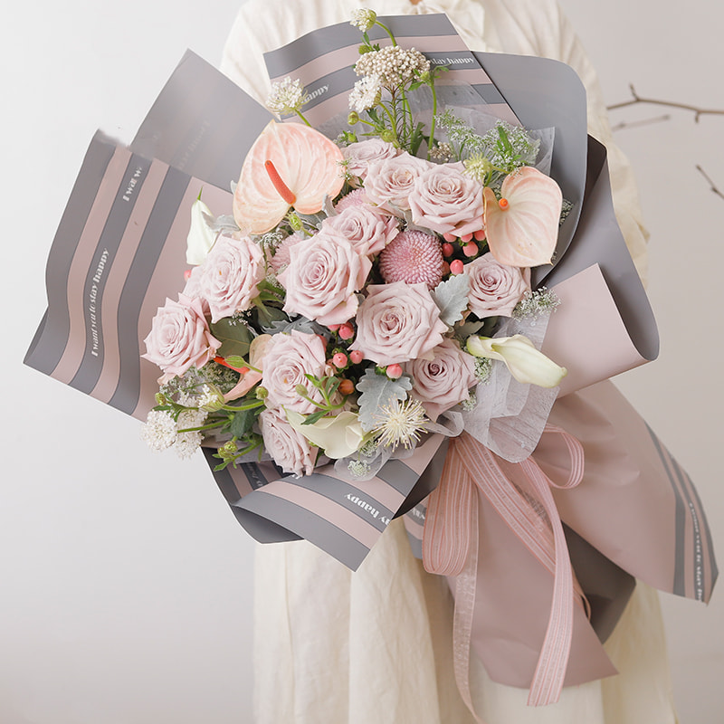 MYHC-22 57×57cm (±2cm) Single-Sided Edge Horizontal Pearlescent Film Flower Wrapping Paper