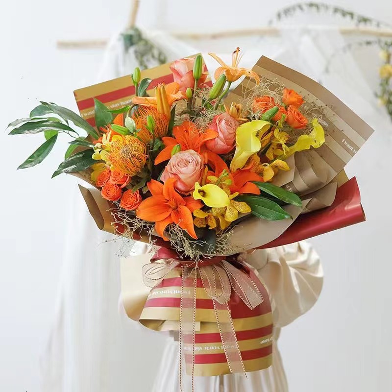 MYHC-22 57×57cm (±2cm) Single-Sided Edge Horizontal Pearlescent Film Flower Wrapping Paper