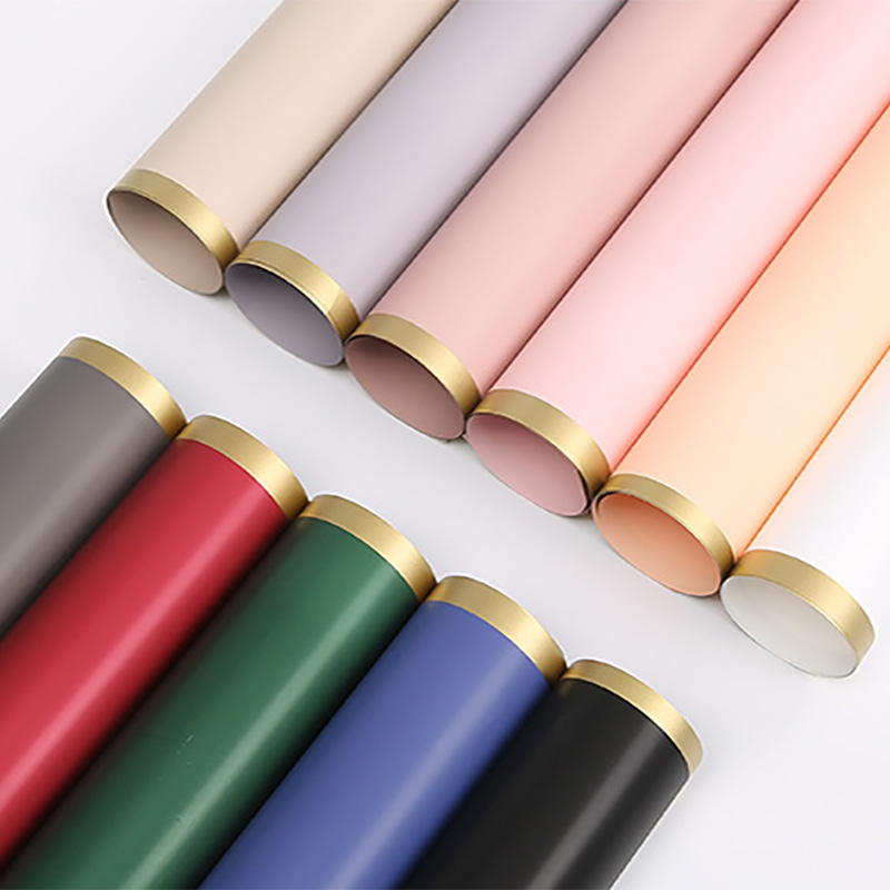 MYHC-27 Gold Edge Solid Pearlescent Film Flower Wrapping Paper