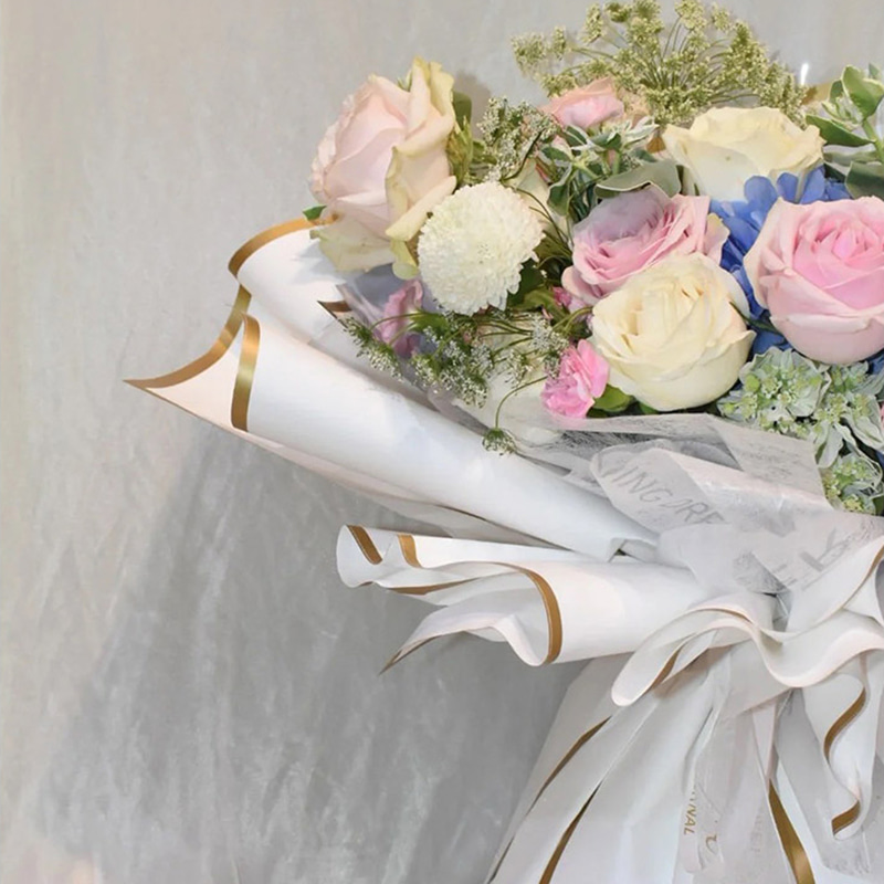 MYHC-27 Gold Edge Solid Pearlescent Film Flower Wrapping Paper