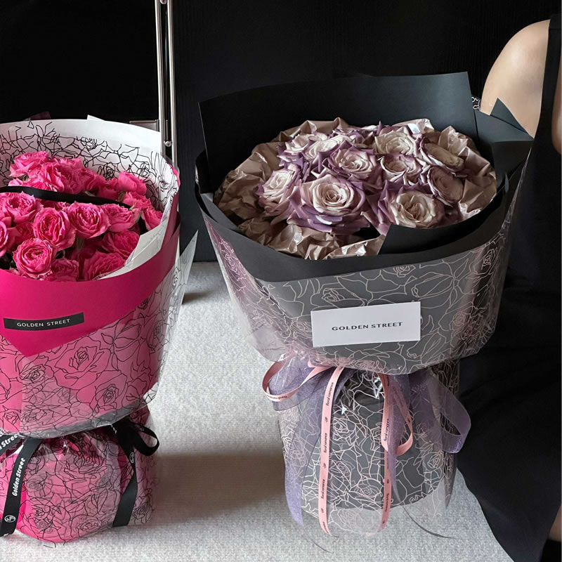 MYHC-29 Monochrome Rose Lines OPP Transparent Flower Packaging Film