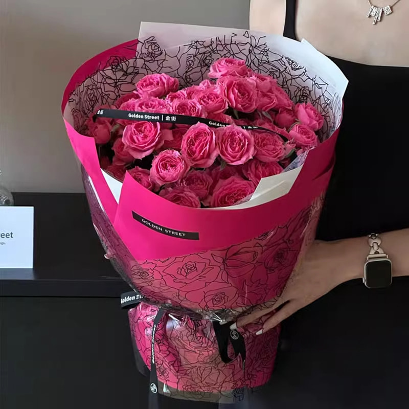 MYHC-29 Monochrome Rose Lines OPP Transparent Flower Packaging Film