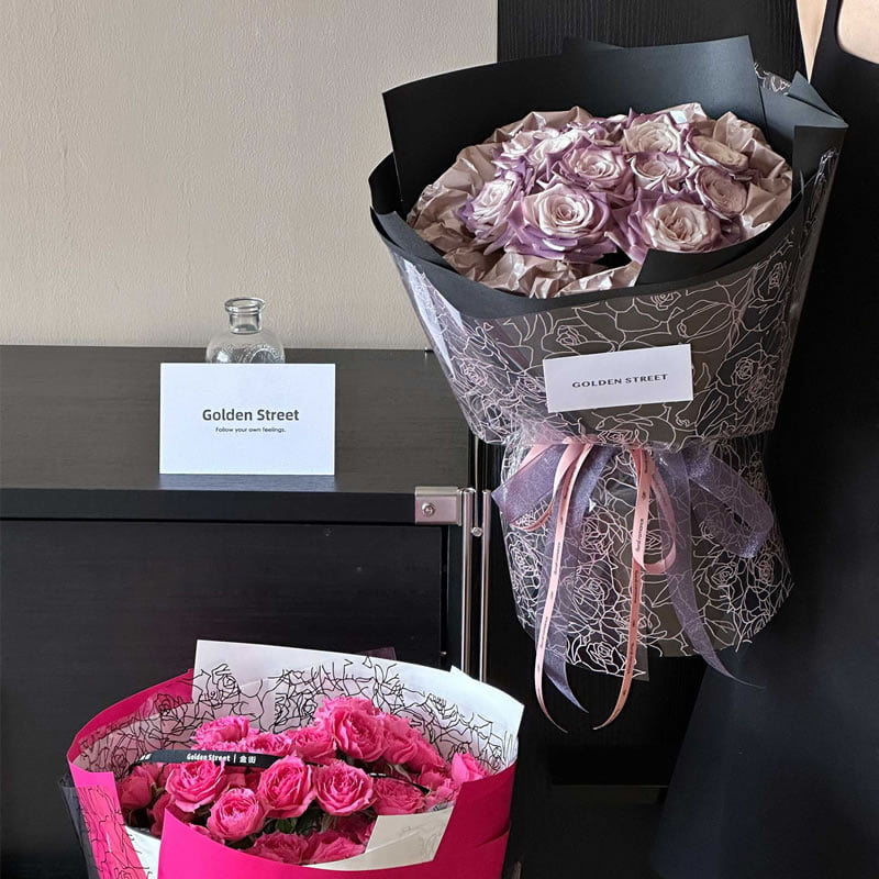 MYHC-29 Monochrome Rose Lines OPP Transparent Flower Packaging Film