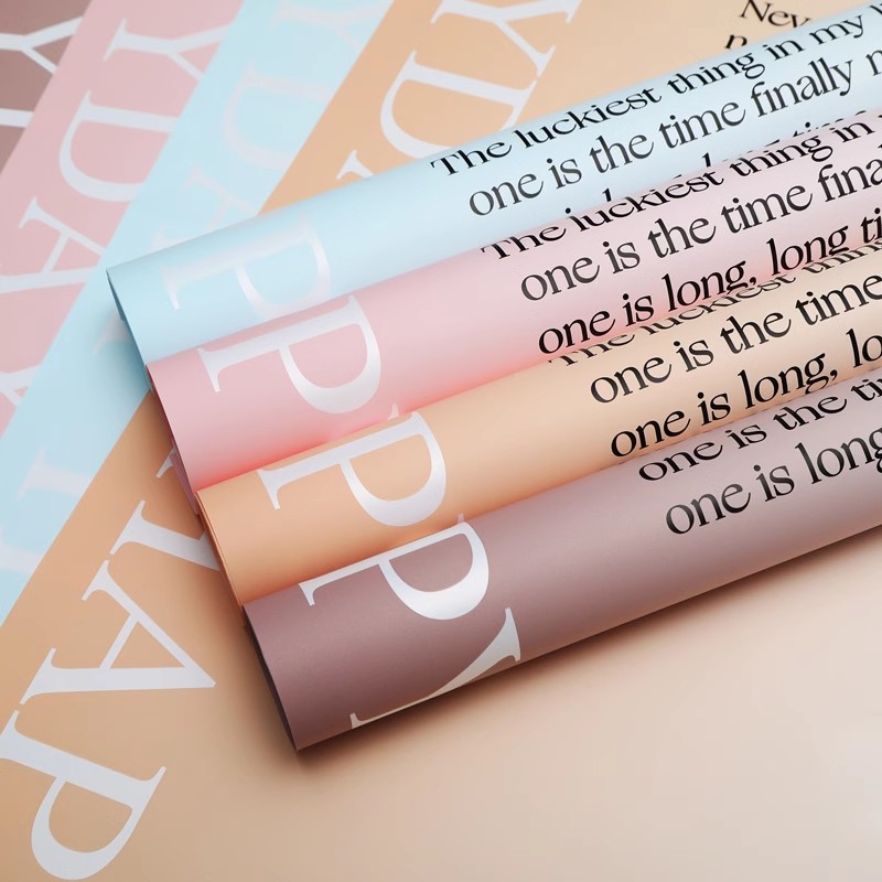 MYHC-38 INS English Gradient Bopp Cowhide Flowers Wrapping Paper