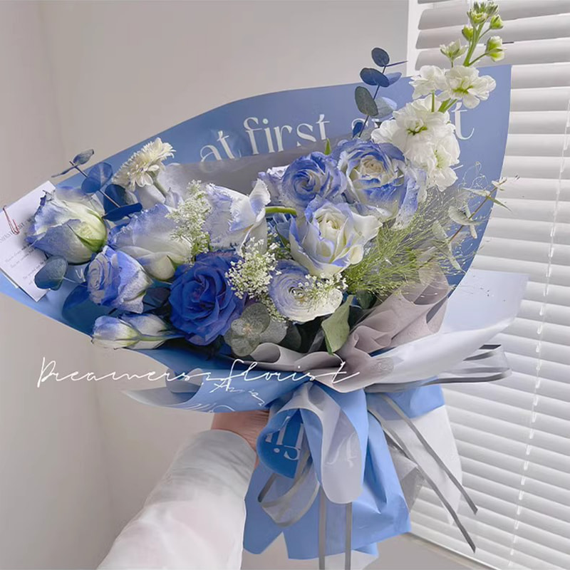 MYHC-53 One-Sided Love At First Sight English Decoration Plastic Flower Wrapping Paper