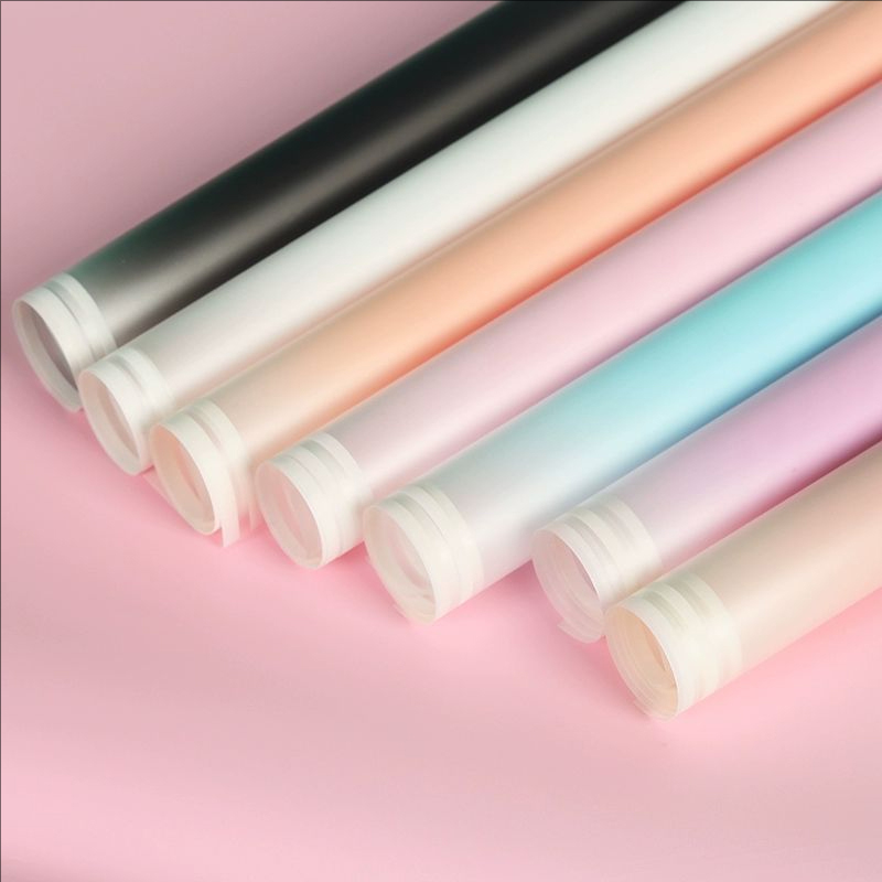 MYHC-54 Single-Sided Double White Line Edge Gradient Color Plastic Flower Packaging Film