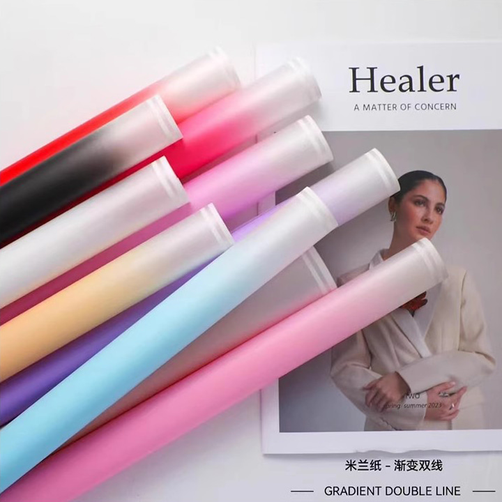 MYHC-54 Single-Sided Double White Line Edge Gradient Color Plastic Flower Packaging Film