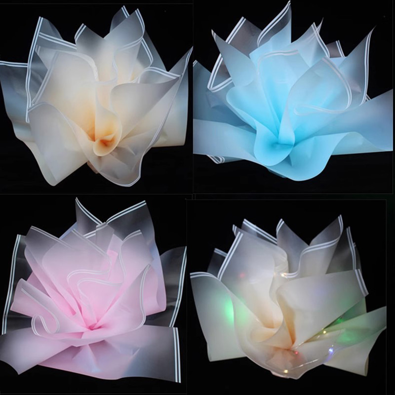 MYHC-54 Single-Sided Double White Line Edge Gradient Color Plastic Flower Packaging Film