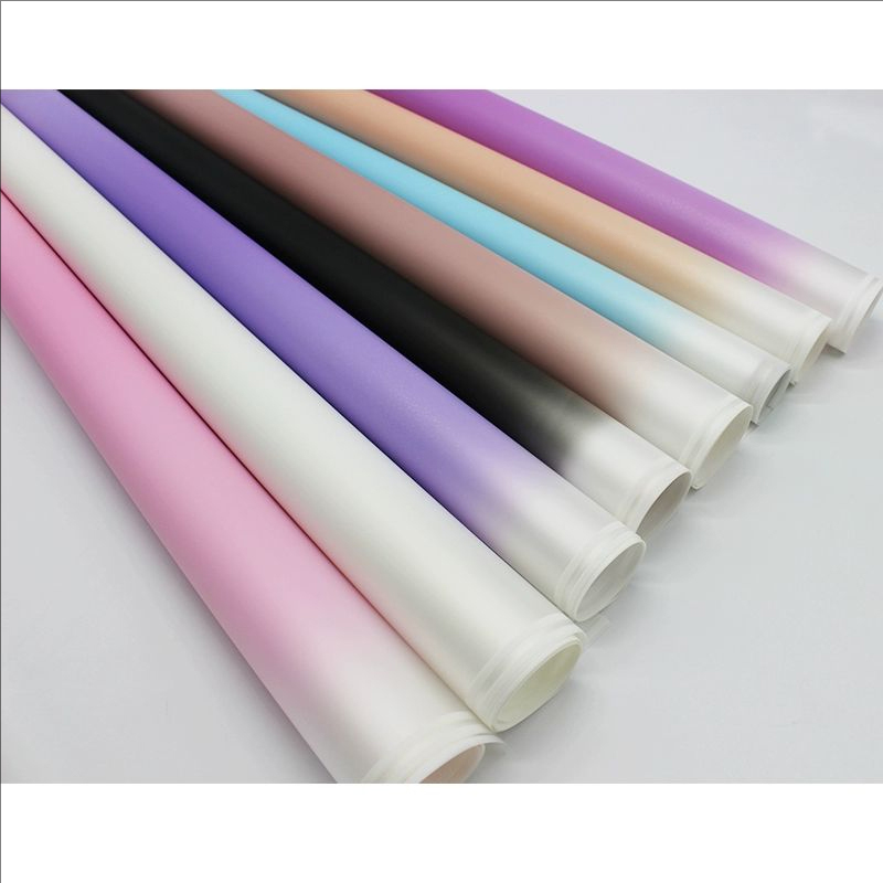 MYHC-54 Single-Sided Double White Line Edge Gradient Color Plastic Flower Packaging Film