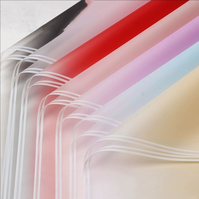 MYHC-54 Single-Sided Double White Line Edge Gradient Color Plastic Flower Packaging Film
