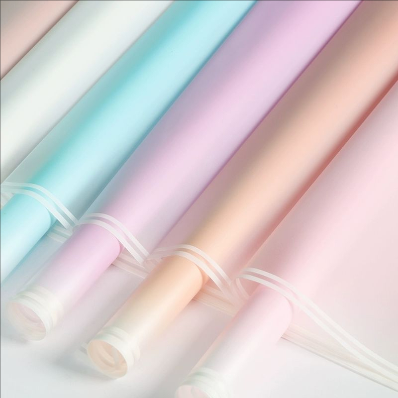 MYHC-54 Single-Sided Double White Line Edge Gradient Color Plastic Flower Packaging Film
