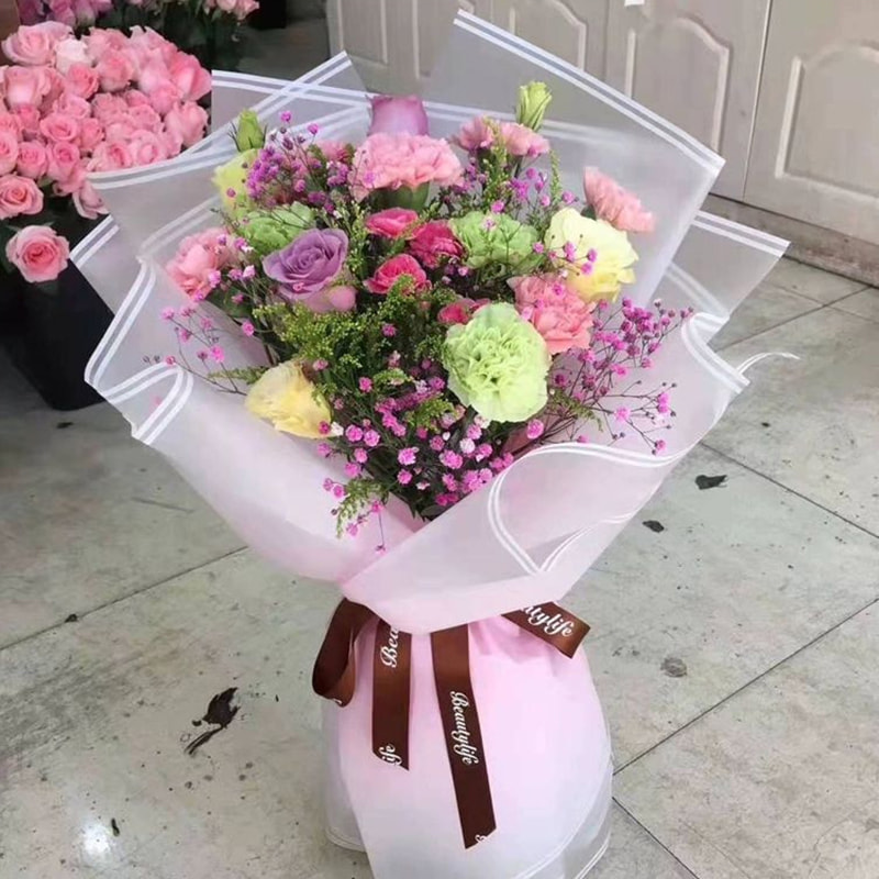 MYHC-54 Single-Sided Double White Line Edge Gradient Color Plastic Flower Packaging Film