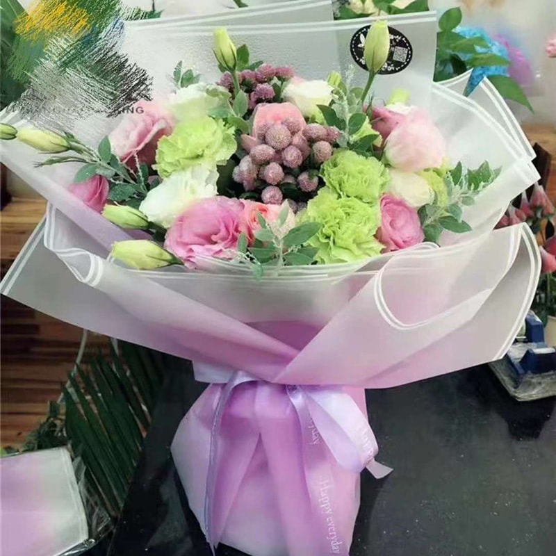 MYHC-54 Single-Sided Double White Line Edge Gradient Color Plastic Flower Packaging Film