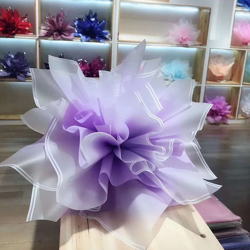 MYHC-54 Single-Sided Double White Line Edge Gradient Color Plastic Flower Packaging Film