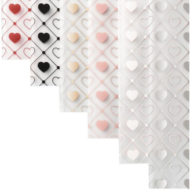 MYHC-60 Monochrome Love Plaid Pattern Transparent Flower Packaging Film