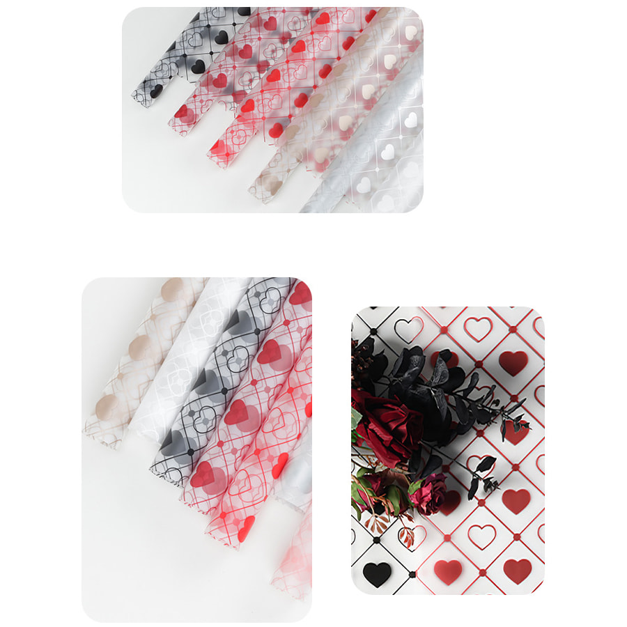 MYHC-60 Monochrome Love Plaid Pattern Transparent Flower Packaging Film