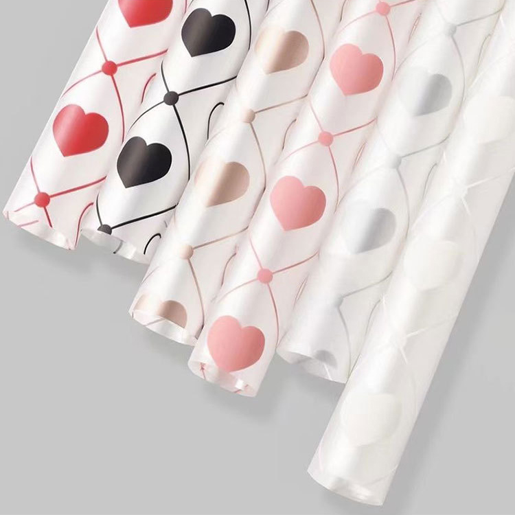 MYHC-60 Monochrome Love Plaid Pattern Transparent Flower Packaging Film