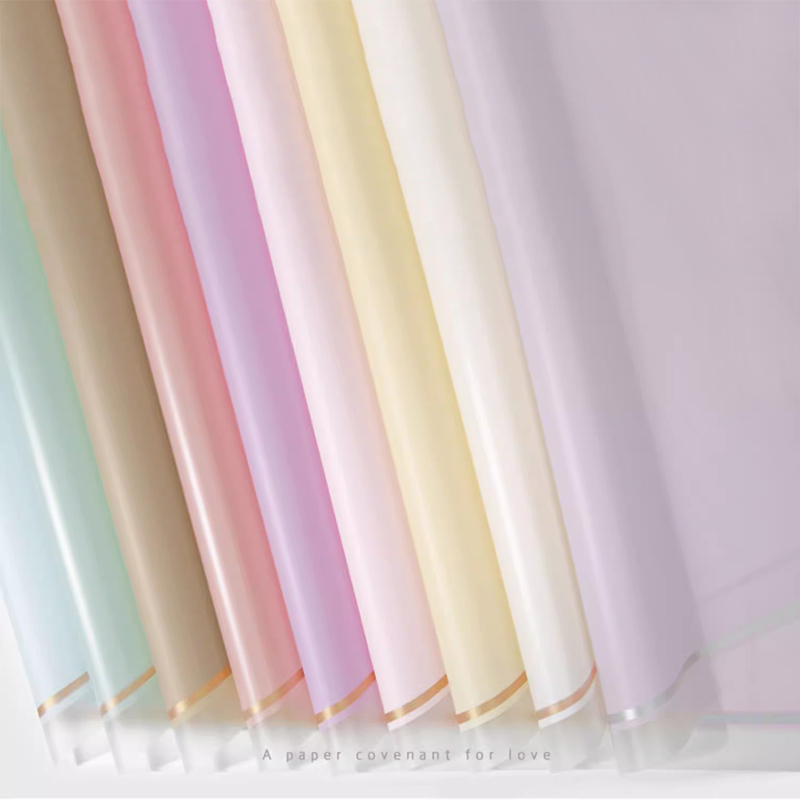 MYHC-61 White Edge With Gold Edge Matte Film Matte Flower Wrapping Paper
