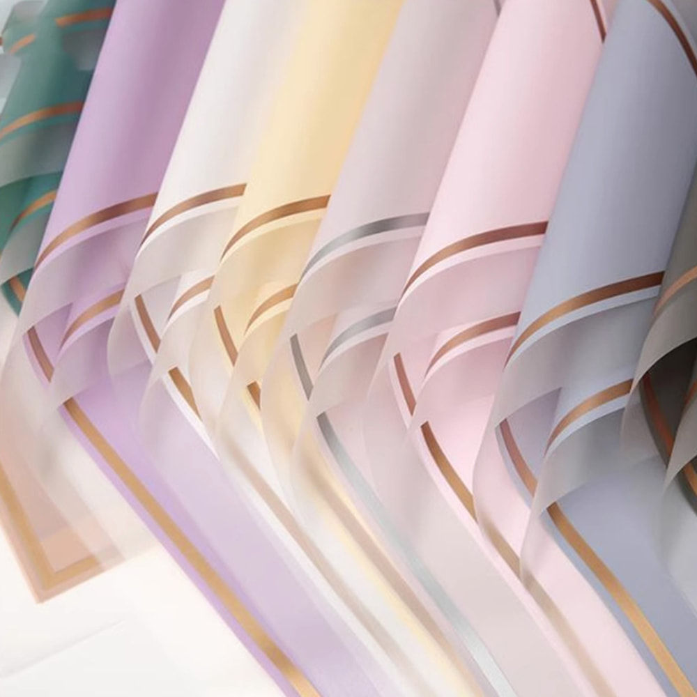 MYHC-61 White Edge With Gold Edge Matte Film Matte Flower Wrapping Paper