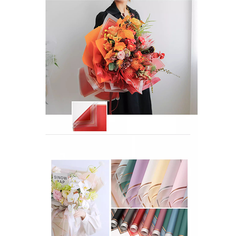 MYHC-61 White Edge With Gold Edge Matte Film Matte Flower Wrapping Paper