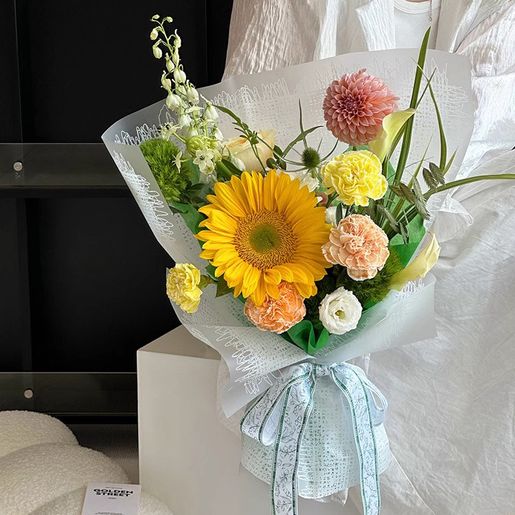 MYHC-67 Transparent Bottom Monochrome Woven Fabric Pattern Plastic Flower Packaging Film