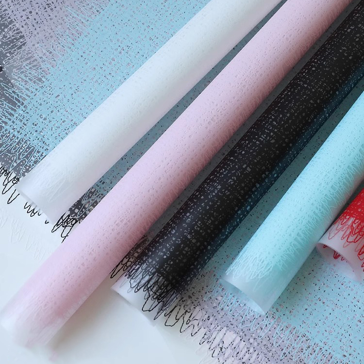 MYHC-67 Transparent Bottom Monochrome Woven Fabric Pattern Plastic Flower Packaging Film
