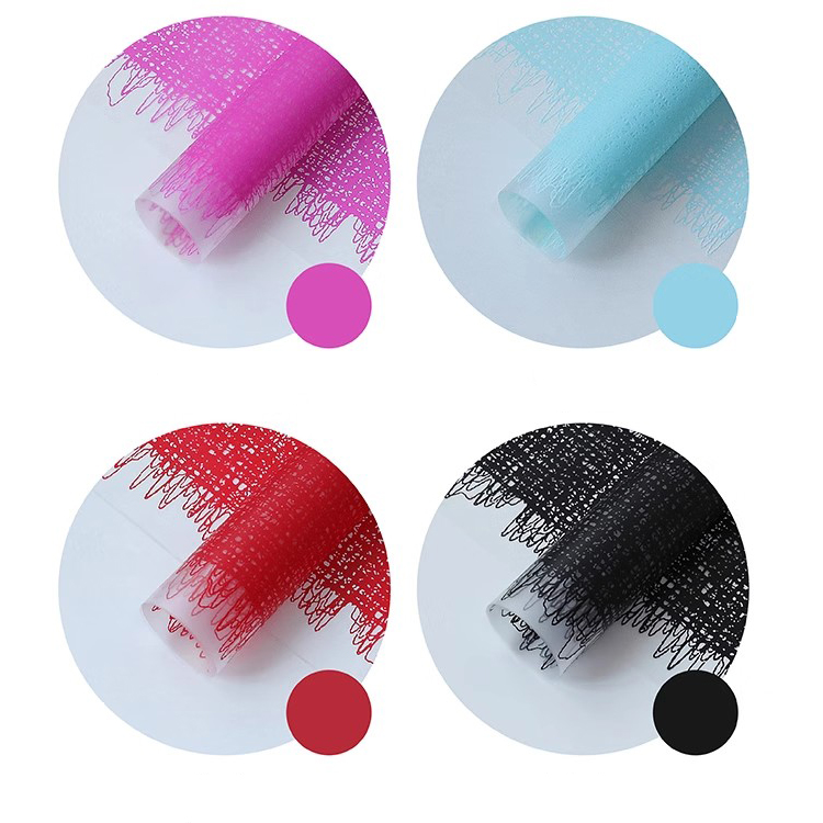 MYHC-67 Transparent Bottom Monochrome Woven Fabric Pattern Plastic Flower Packaging Film
