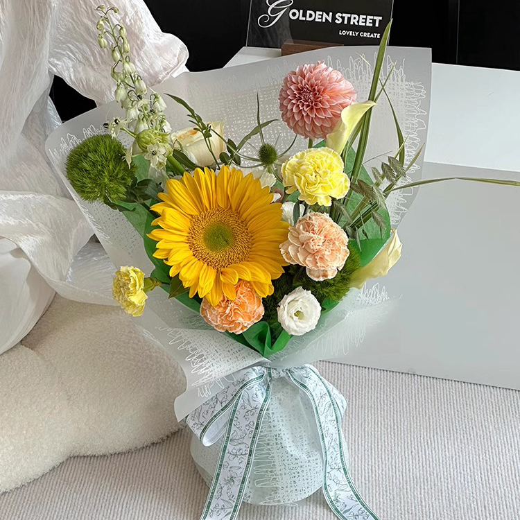MYHC-67 Transparent Bottom Monochrome Woven Fabric Pattern Plastic Flower Packaging Film