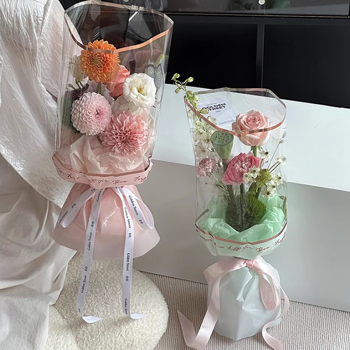 MYHC-70 Gold Line Plastic Flowers Opp Packaging Paper