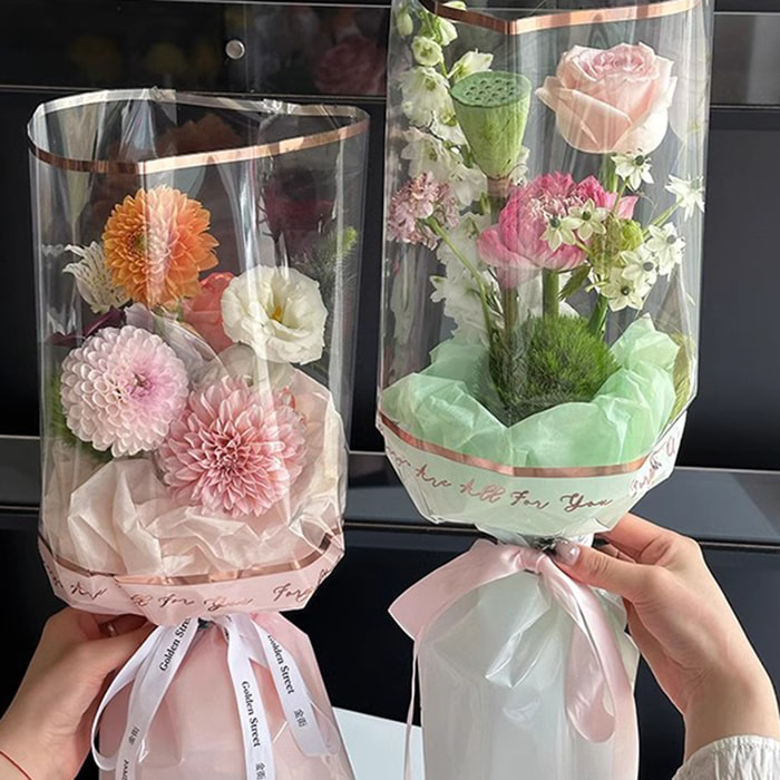 MYHC-70 Gold Line Plastic Flowers Opp Packaging Paper