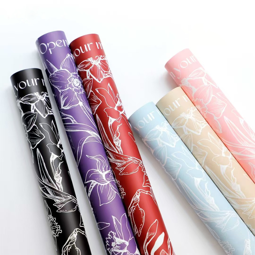 MYHC-77 Daffodils Lines Bopp Pearlescent Film Flower Wrapping Paper