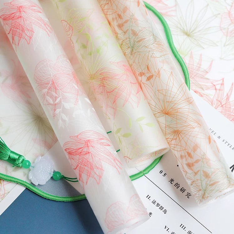 MYHC-80  Simple Plant Lines Transparent Film Flowers Wrapping Paper