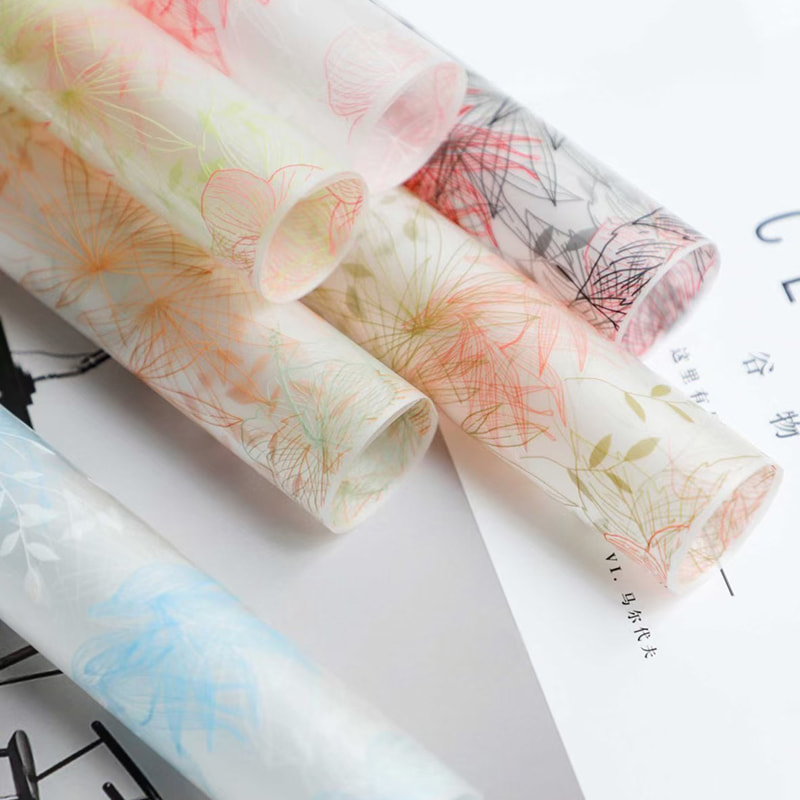 MYHC-80  Simple Plant Lines Transparent Film Flowers Wrapping Paper