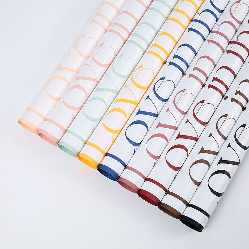 Bouquet thick wrapping paper with artistic words